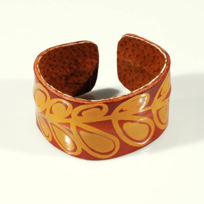 bracciale-in-cuoio-dipinto-a-mano-rosso-arancio