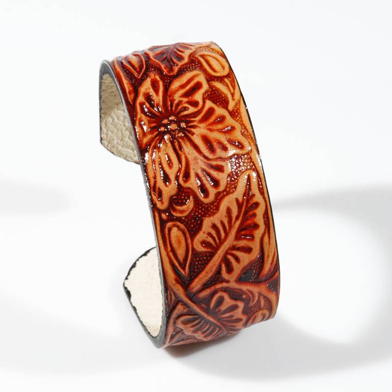 bracciale-in-cuoio-foglie-marrone