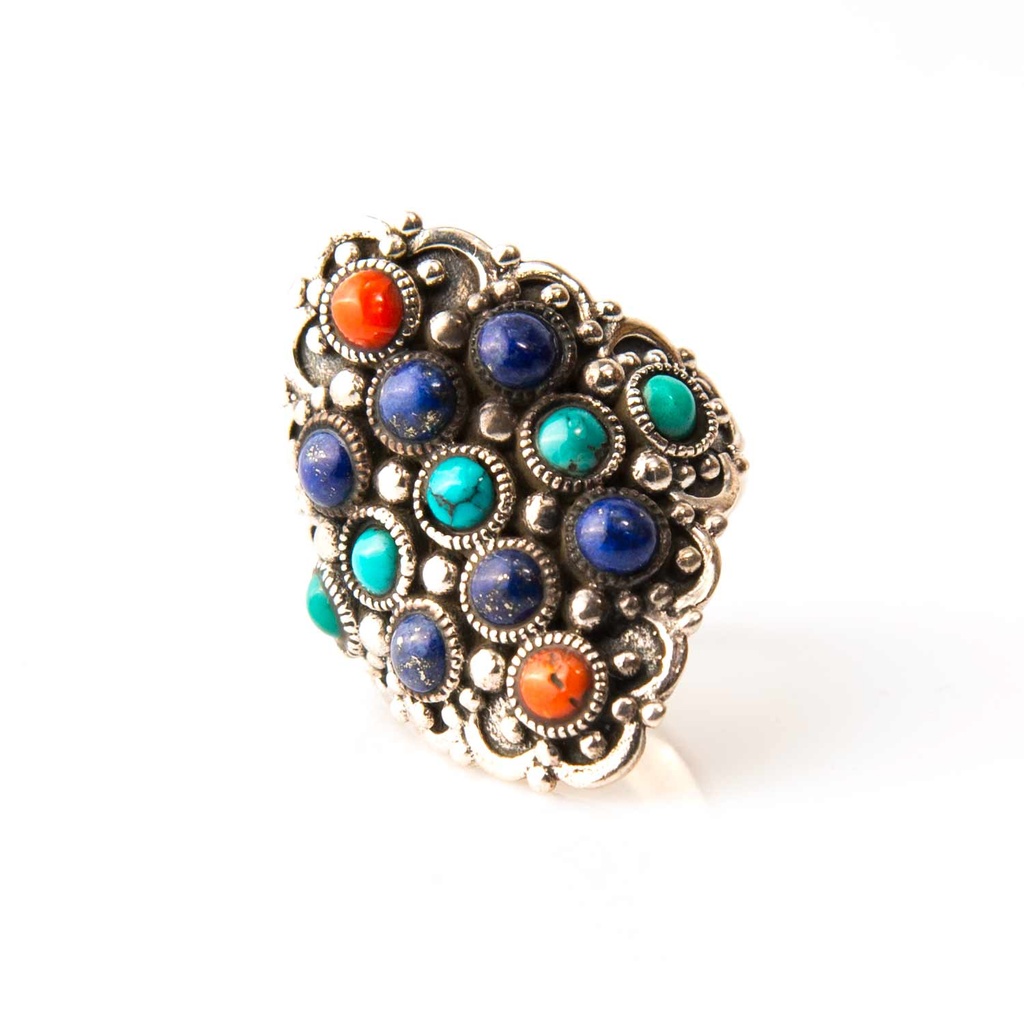anello-rombo-in-argento-turchese-lapis-corallo