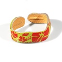 Bracciale in cuoio dipinto a mano con fiori rossi
