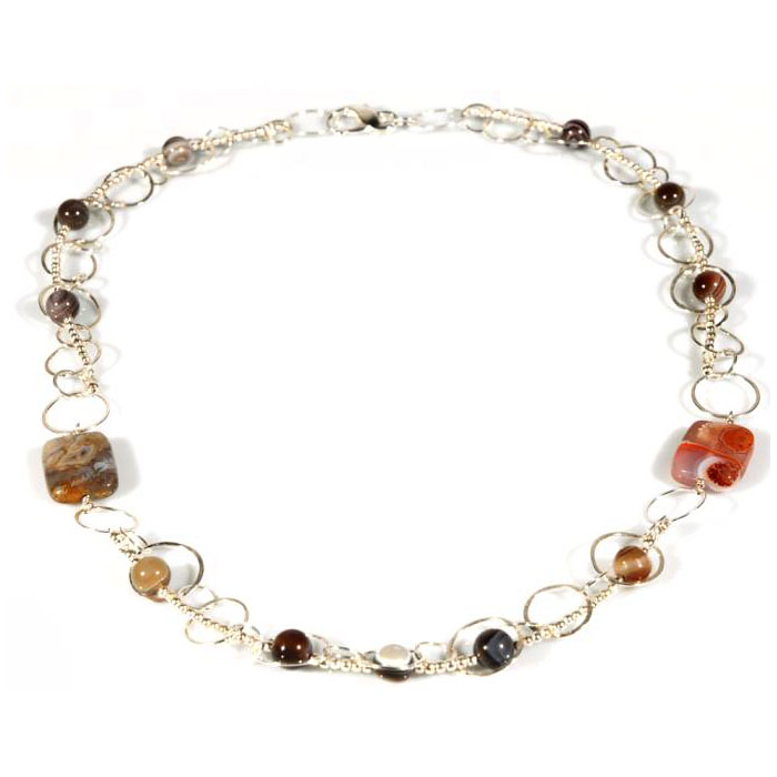 Collana in argento ed agata grigia