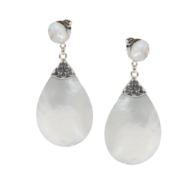 Orecchini in argento e madreperla a goccia