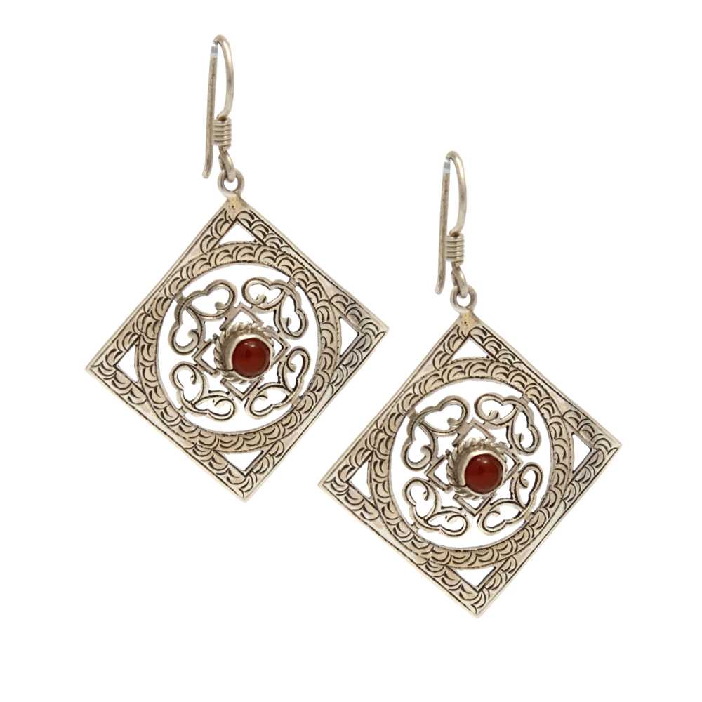 Orecchini nepalesi in argento con mandala