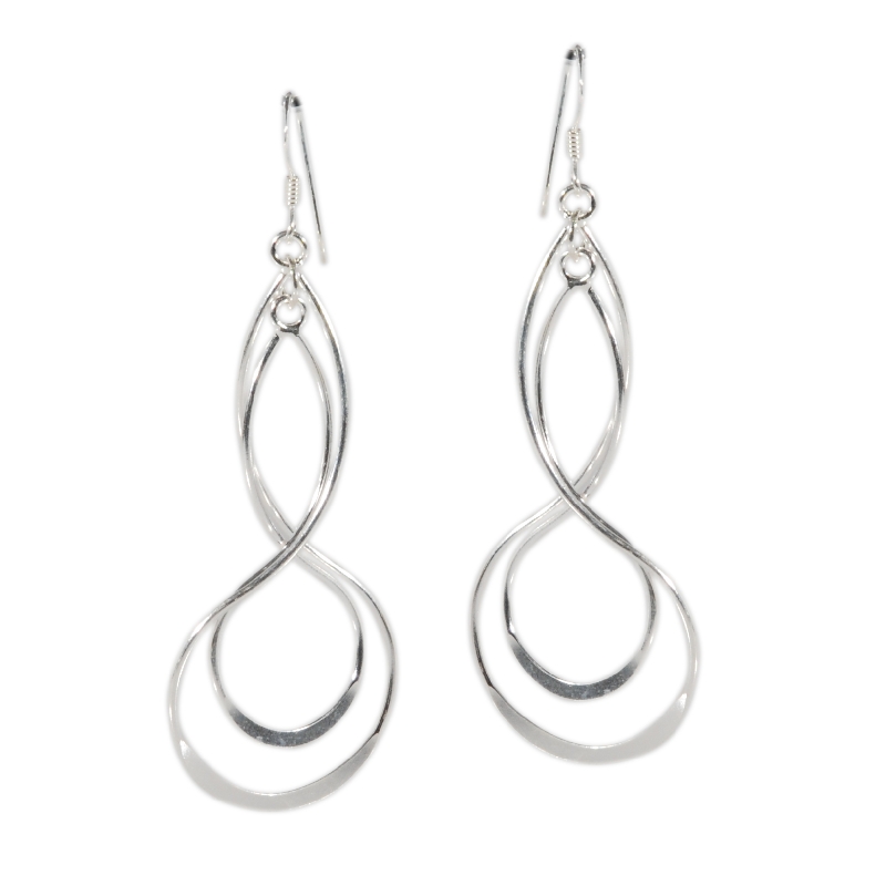 Orecchini pendenti in argento infinity