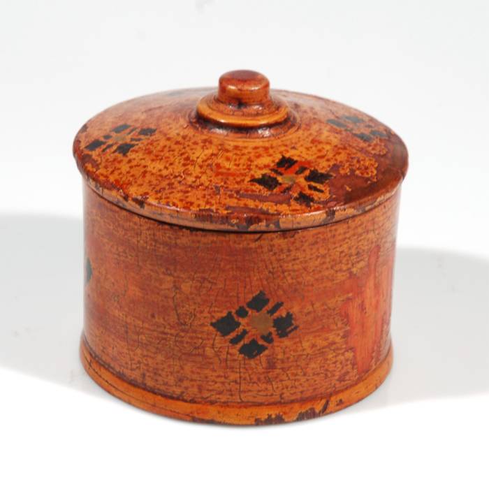 Scatola afghana in legno dipinto arancione