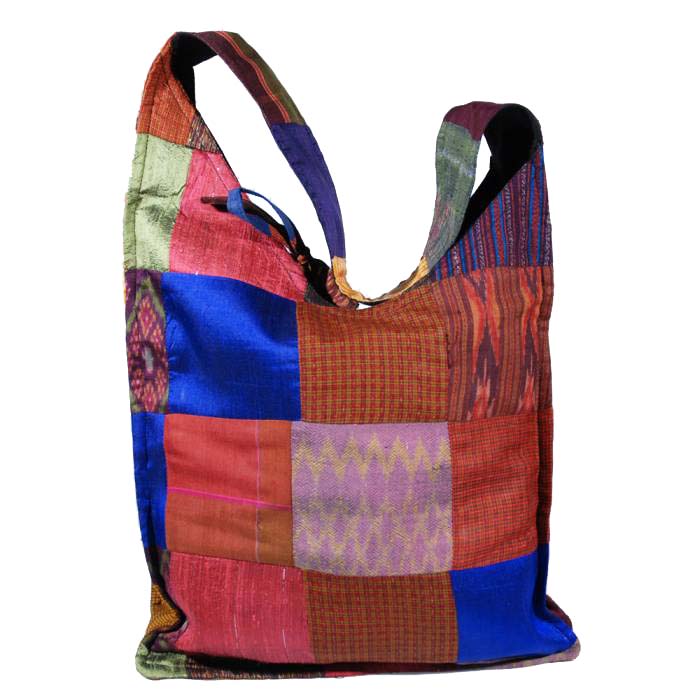 Borsa yoo yoo patchwork blue verde e prugna