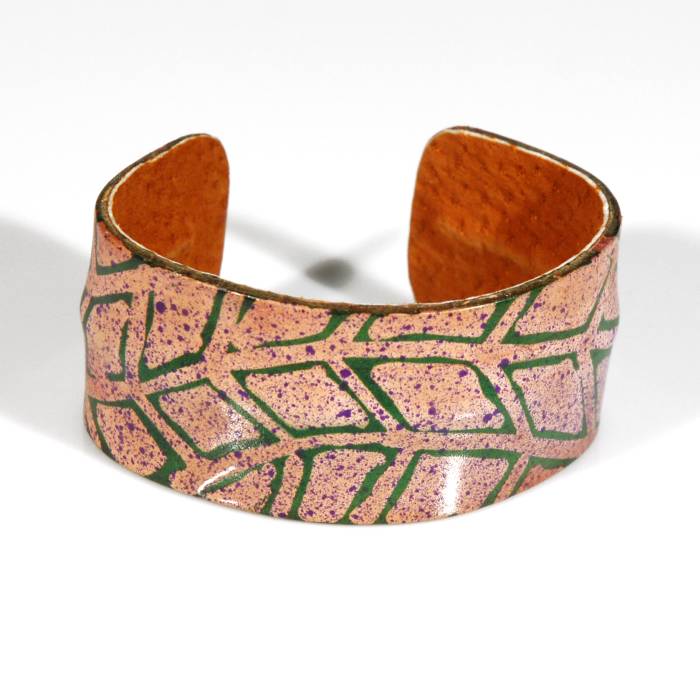 [EL_BC_07] Bracciale in cuoio dipinto a mano verde