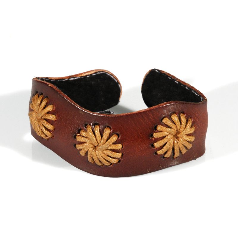 [EL_BC_05] Bracciale in cuoio testa di moro con ricamo