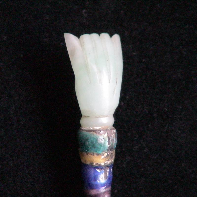 [EL_000403] Fermacapelli in argento smaltato e giada