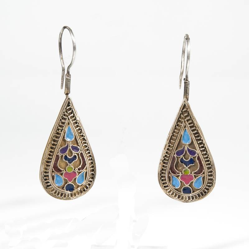 [EL_OR_UZB1] Orecchini uzbeki in argento e smalti