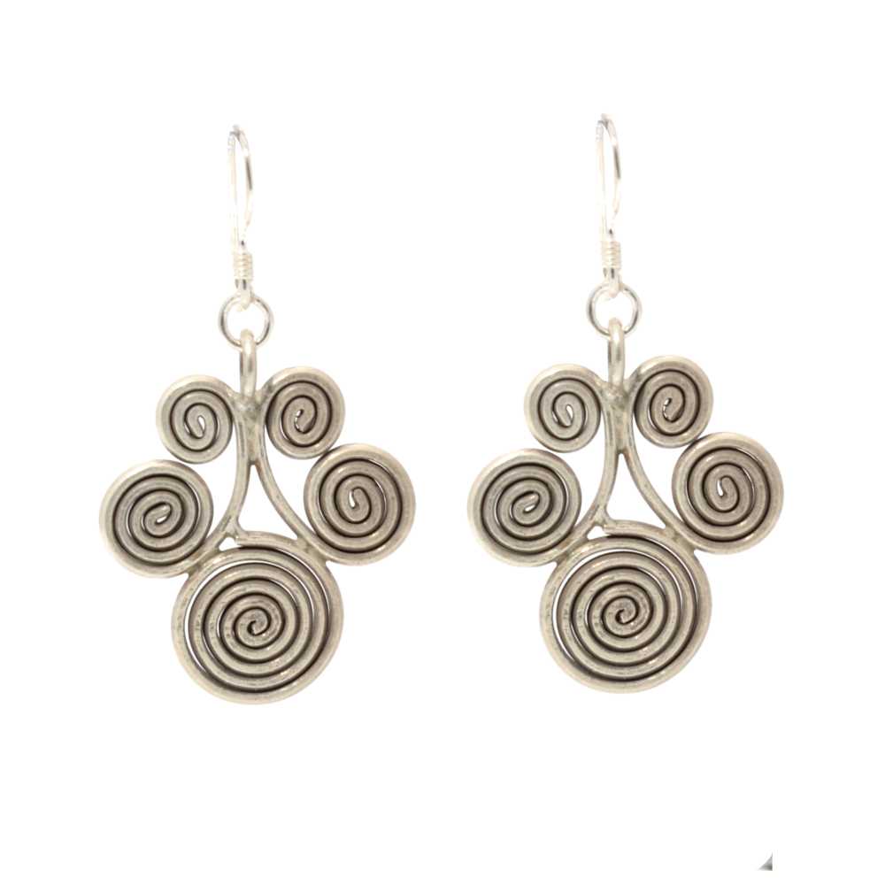 [EL_ER_PS03-1] Orecchini in argento hill tribe pendenti con spirali