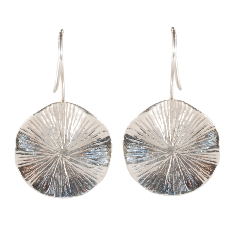 [EL_OR_PS10] Orecchini pendenti tondi in argento lavorato