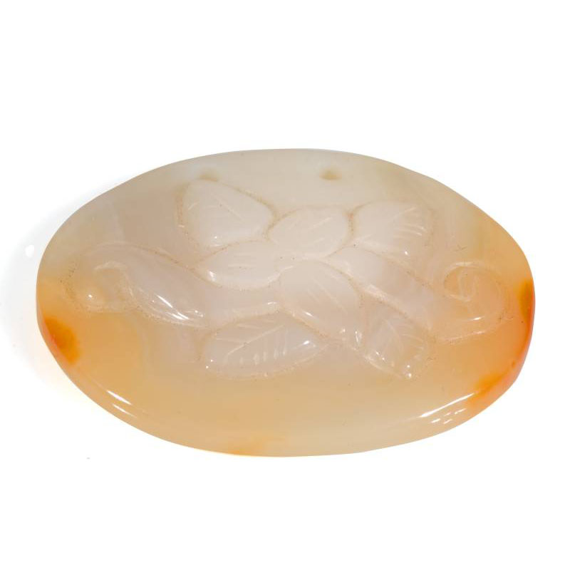 [EL_0000GD04] Pendente in agata ovale con foglie