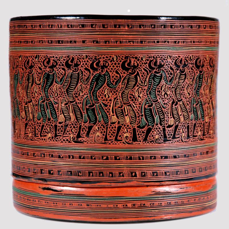 [EL_000526] Scatola in lacca birmana con danzatori