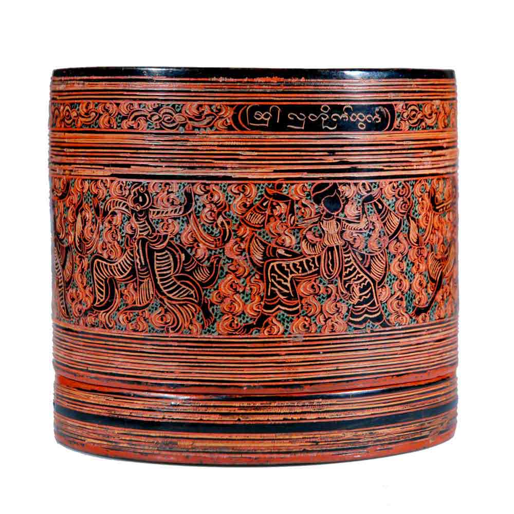 [EL_000525] Scatola in lacca birmana con danzatori (l)